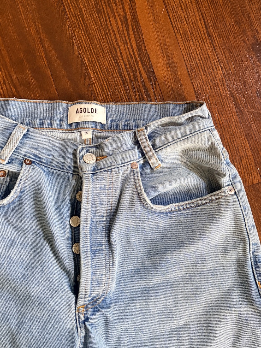 Agolde Light Wash High-Rise Button-Fly Jeans